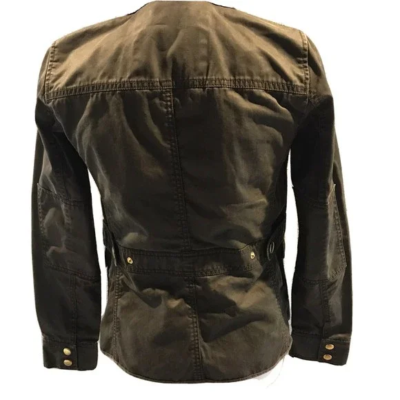 J Crew The Downtown Field Jacket Waxed Cotton Green Womens Size XXXS - Picture 2 of 12